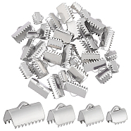 304 Stainless Steel Ribbon Crimp Ends, Stainless Steel Color, 6~9x6.5~13mm, Hole: 1.5mm, 40pcs/box(STAS-UN0007-72P)