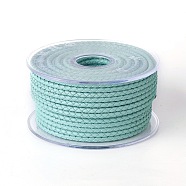 Braided Cowhide Cord, Leather Jewelry Cord, Jewelry DIY Making Material, Pale Turquoise, 3mm, about 21.87 yards(20m)/roll(WL-I003-3mm-B-08)