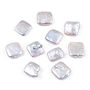 Baroque Natural Nucleated Pearl Keshi Pearl Beads, Cultured Freshwater Pearl, Square, Seashell Color, 10~13.5x10~12x3~6.5mm, Hole: 0.7mm(PEAR-S020-K09-1)