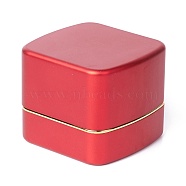 Square Plastic Jewelry Pendant Boxes, with Velvet and LED Light, Red, 6.5x6.7x5.6cm(OBOX-F005-02B)
