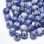 Natural Blue Spot Stone Beads, Half Drilled, Round, 8mm, Half Hole: 1.2mm(G-T122-25A-13)
