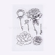 Silicone Stamps, for DIY Scrapbooking, Photo Album Decorative, Cards Making, Rose, Clear, 10~91x20~54mm(X-DIY-L010-Y20)