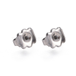 304 Stainless Steel Ear Nuts, Friction Earring Backs for Stud Earrings, Stainless Steel Color, 6.5x5mm, Hole: 0.8mm(X-STAS-L221-12P)