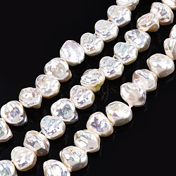 ABS Plastic Imitation Pearl Beads Strands, AB Color Plated, Nuggets, Light Goldenrod Yellow, 9~10x7~8x6mm, Hole: 0.6mm, about 52pcs/strand, 14.57 inch~14.96 inch(37~38cm)(KY-N015-13-A04)