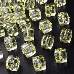 Transparent Acrylic Beads, Square, Green Yellow, 13x12.5x12.5mm, Hole: 3.5mm, about 162pcs/500g(MACR-S373-104-B05)