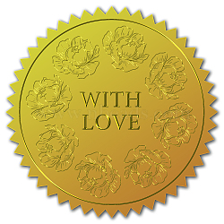 Self Adhesive Gold Foil Embossed Stickers, Medal Decoration Sticker, Flower Pattern, 5x5cm(DIY-WH0211-072)