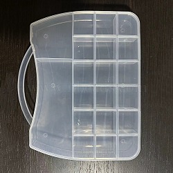 Transparent Plastic Bead Containers, Bag Shaped Bead Case with 20 Compartments, for DIY Art Craft, Nail Diamonds, Bead Storage, Clear, 25.3x21x3cm(CON-YW0001-53)