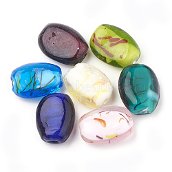 Handmade Lampwork Beads, Oval, Mixed Color, 30.5x22~23x12~13mm, Hole: 2mm(LAMP-S188-06)
