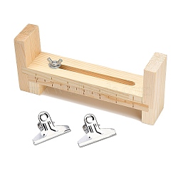 Wooden Bracelet Webbing Retainer Knitting Tool, Cord Fixator, including Iron Clips, Wheat, 32.9x4.5x9cm(WD-CBA63DB-01)