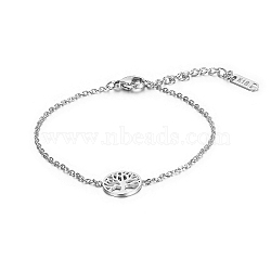 Stylish Stainless Steel Tree of Life Link Bracelet for Women's Daily Wear, Stainless Steel Color(LQ9537-2)