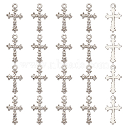 24Pcs Alloy Rhinestones Pendants, Cross, Platinum, 26x15x3mm, Hole: 2mm, 24pcs(ALRI-FH0001-02)