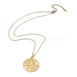 201 Stainless Steel Star Pendant Necklace with Cable Chains, Golden, 17.72 inch(45cm)(NJEW-Q317-03G)