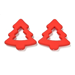 Christmas Theme Opaque Acrylic Beads, Christmas tree, Red, 40.5x39.5x6mm, Hole: 2.8mm(MACR-S002-02B)