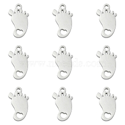 304 Stainless Steel Charms, Hollow, Heart Footprint, Stainless Steel Color, 12x7x1mm, Hole: 1mm(STAS-CJC0008-16P)