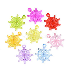 Transparent Acrylic Pendants, Helm, Mixed Color, 35.5x31x5.5x2.5mm, Hole: 2.5mm, about 340pcs/500g(MACR-Q238-03)