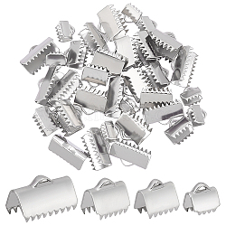 304 Stainless Steel Ribbon Crimp Ends, Stainless Steel Color, 6~9x6.5~13mm, Hole: 1.5mm, 40pcs/box(STAS-UN0007-72P)