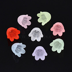 Transparent Acrylic Bead Caps, Frosted, Flower, 6-Petal, Mixed Color, 8x10.5x10.5mm, Hole: 1.4mm(FACR-N005-002)