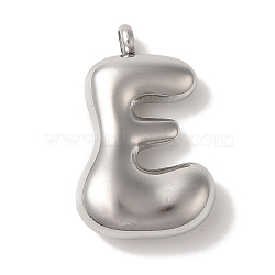 Non-Tarnish Ion Plating(IP) 304 Stainless Steel Pendants, Letter Charm, Stainless Steel Color, Letter E, 25x15.5x6mm, Hole: 2mm(STAS-M017-08P-05)