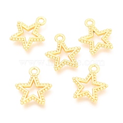 Alloy Pendants, Long-Lasting Plated, with Jump Ring, Star, Real 18K Gold Plated, 18.5x15x1.9mm, Hole: 2mm(PALLOY-B024-41G)