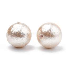 Compressed Cotton Pearl Beads, Eco-Friendly, Dyed, Round, Cornsilk, 16~16.5mm, Hole: 1.5mm(WOVE-S114-16mm-10)