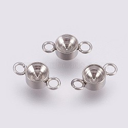 201 Stainless Steel Connector Rhinestone Settings, Flat Round, Stainless Steel Color, Fit for: 3mm Rhinestone, 10x4x2.5mm, Hole: 1.5mm(STAS-I088-N-02P)