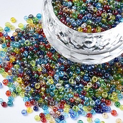 Glass Seed Beads, Transparent Colours Luster, Round, Colorful, 2~2.5x1.5~2mm, Hole: 0.8mm, about 450g/pound(SEED-S057-G-M)