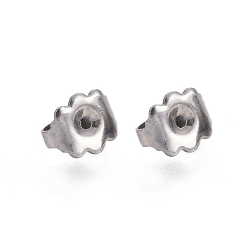 304 Stainless Steel Ear Nuts, Friction Earring Backs for Stud Earrings, Stainless Steel Color, 6.5x5mm, Hole: 0.8mm