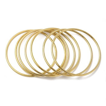 7Pcs 201 Stainless Steel Thin Plain Bangle Sets for Women, Golden, Inner Diameter: 3 inch(7.5cm)