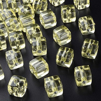 Transparent Acrylic Beads, Square, Green Yellow, 13x12.5x12.5mm, Hole: 3.5mm, about 162pcs/500g