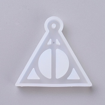 Pendant Silicone Molds, Resin Casting Molds, For UV Resin, Epoxy Resin Jewelry Making, Pyramid, White, 49x53x8mm, Hole: 3mm