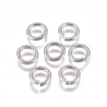 304 Stainless Steel Textured Jump Rings, Open Jump Rings, Round Ring, Stainless Steel Color, 16 Gauge, 7x1.2mm, Inner Diameter: 4.5mm