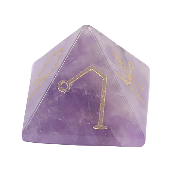 Pyramid Reiki Natural Amethyst Display Decorations, for Home Office Desk Decoration, 25x25x20mm