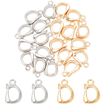 20Pcs 2 Colors Rack Plating Brass Fold Over Clasps, Long-Lasting Plated, Platinum & Golden, 10x7x2.5mm, Hole: 1.2mm, 10pcs/color
