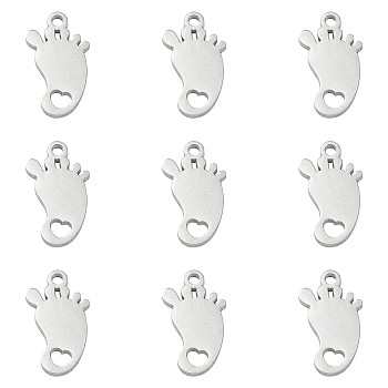 304 Stainless Steel Charms, Hollow, Heart Footprint, Stainless Steel Color, 12x7x1mm, Hole: 1mm