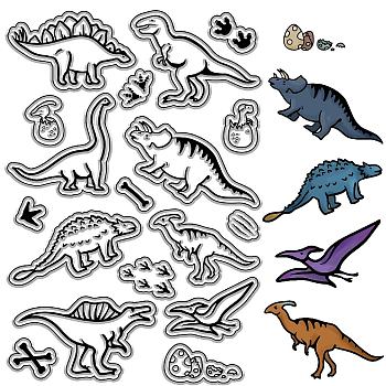 Custom PVC Plastic Clear Stamps, for DIY Scrapbooking, Photo Album Decorative, Cards Making, Stamp Sheets, Film Frame, Dinosaur, 160x110x3mm