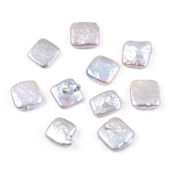 Baroque Natural Nucleated Pearl Keshi Pearl Beads, Cultured Freshwater Pearl, Square, Seashell Color, 10~13.5x10~12x3~6.5mm, Hole: 0.7mm