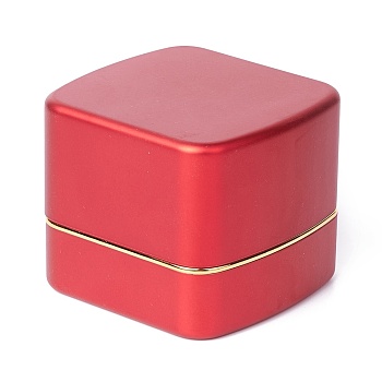 Square Plastic Jewelry Pendant Boxes, with Velvet and LED Light, Red, 6.5x6.7x5.6cm