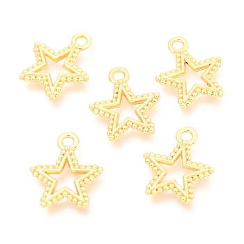 Alloy Pendants, Long-Lasting Plated, with Jump Ring, Star, Real 18K Gold Plated, 18.5x15x1.9mm, Hole: 2mm