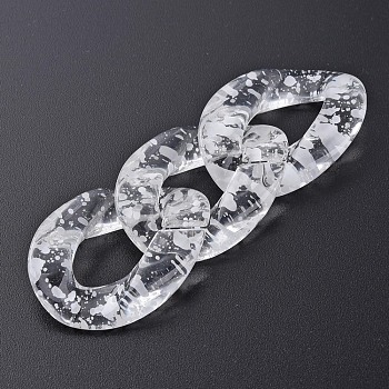 Transparent Acrylic Linking Rings, Quick Link Connectors, for Curb Chains Making, Twist Oval, White, 39x29x7.5mm, Inner Diameter: 12x22mm