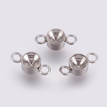 201 Stainless Steel Connector Rhinestone Settings, Flat Round, Stainless Steel Color, Fit for: 3mm Rhinestone, 10x4x2.5mm, Hole: 1.5mm