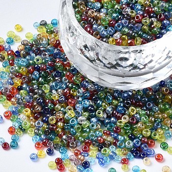 Glass Seed Beads, Transparent Colours Luster, Round, Colorful, 2~2.5x1.5~2mm, Hole: 0.8mm, about 450g/pound