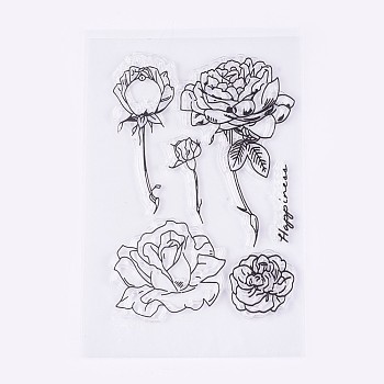 Silicone Stamps, for DIY Scrapbooking, Photo Album Decorative, Cards Making, Rose, Clear, 10~91x20~54mm