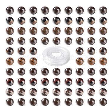 100Pcs 8mm Natural Red Tiger Iron Round Beads(DIY-LS0002-20)-2