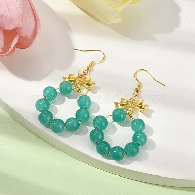 Boucles d'oreilles pendantes avec anneau en perles de verre imitation jade(EJEW-JE05567-03)-3