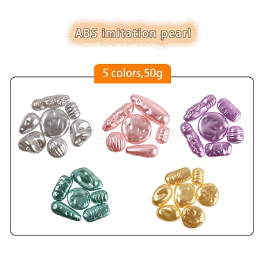 50g 5 couleurs plastique abs imitation perles nacrées(OACR-YW0001-24)-2