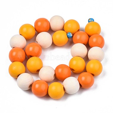 Halloween Spray Painted Natural Wood Beads Strands(WOOD-S053-55B)-2