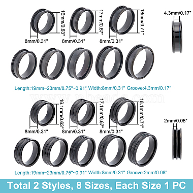 16Pcs 16 Style 201 Stainless Steel Grooved Finger Ring Settings(STAS-UN0044-16)-3
