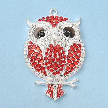 Silver Owl Alloy+Rhinestone Big Pendants