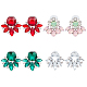 4 Pairs 4 Color Glass Flower Stud Earrings with Crystal Rhinestone(EJEW-AN0002-57)-1