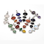 Platinum Tone Brass Mixed Stone Big Pendants, Lead Free & Nickel Free & Cadmium Free, 69~70x22x8mm, Hole: 4.5x9mm(G-F228-28-NR)